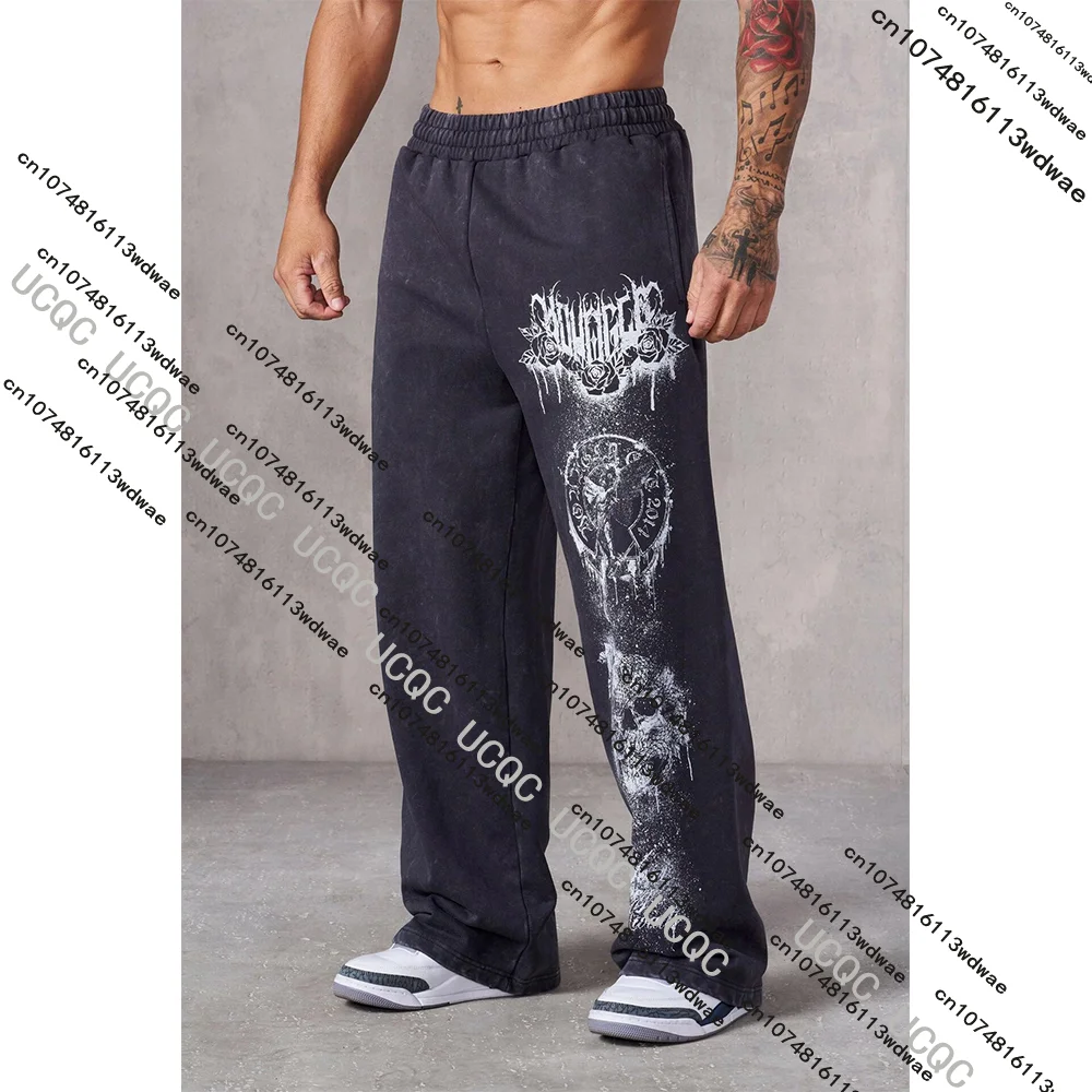 

Мужские свободные спортивные штаны с принтом черепа в стиле граффити, уличные брюки в стиле хип-хоп, спортивные штаны для тренажерного зала и фитнеса, свободные повседневные брюки с принтом