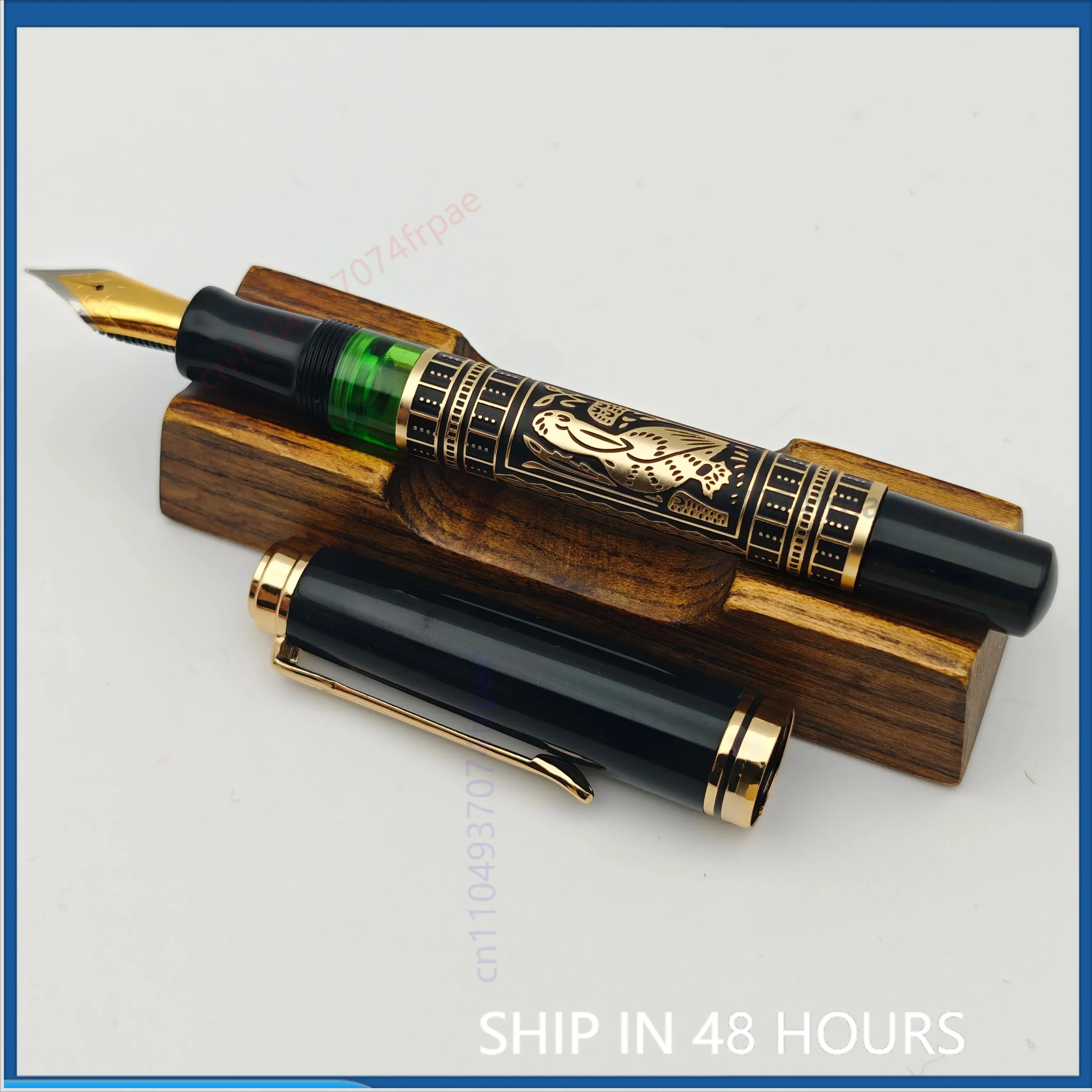 For ADMOK Jianwu 800 Domestic Piston Fountain Pen DIY Cocktail Schmidt No.6 BOCK M800 Nib Assembly Pen（Green Ink-Viewing Window）