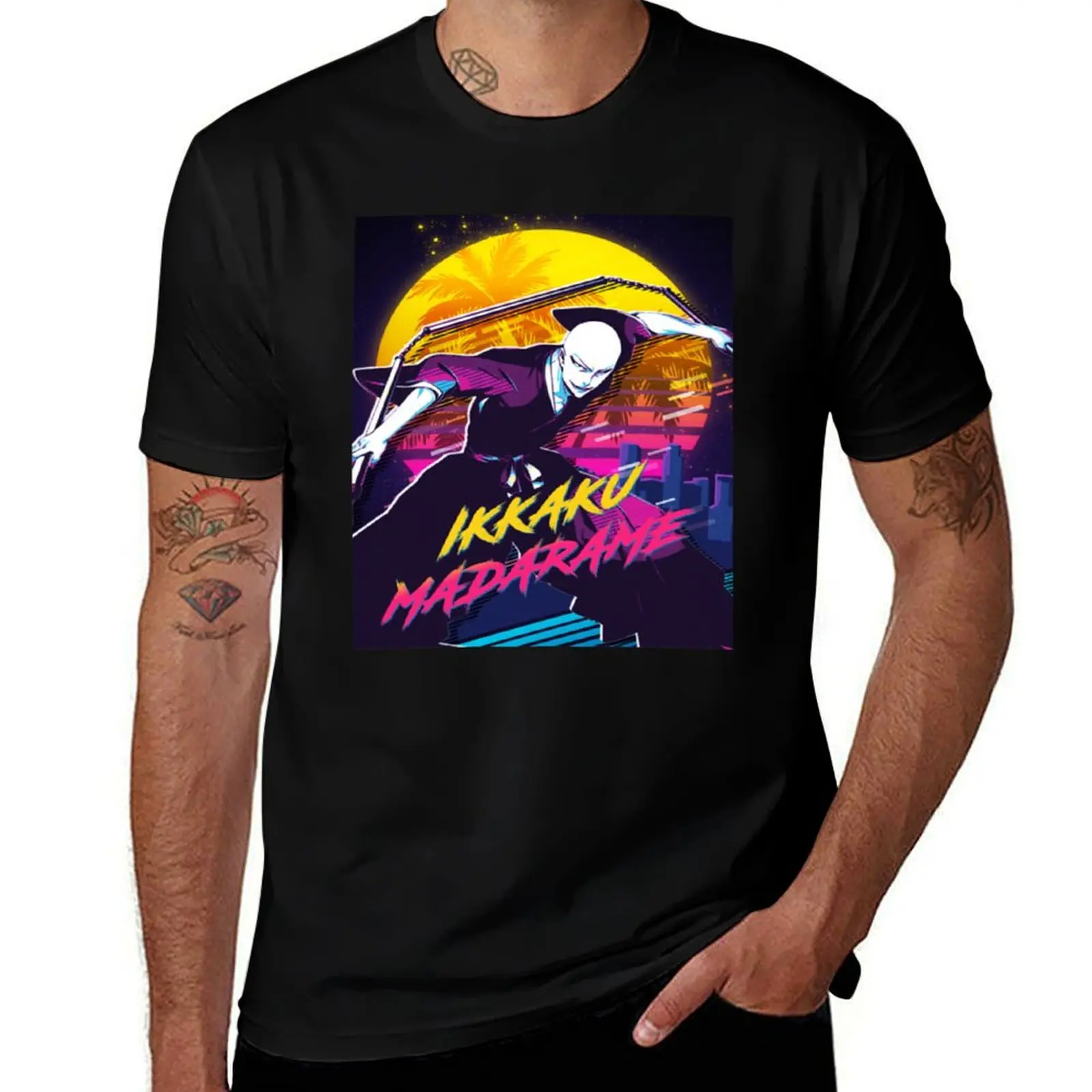 Bleach Ikkaku Madarame Bleach Anime 80s Vaporwave T-Shirt Soft Stretch Short Sleeve Top