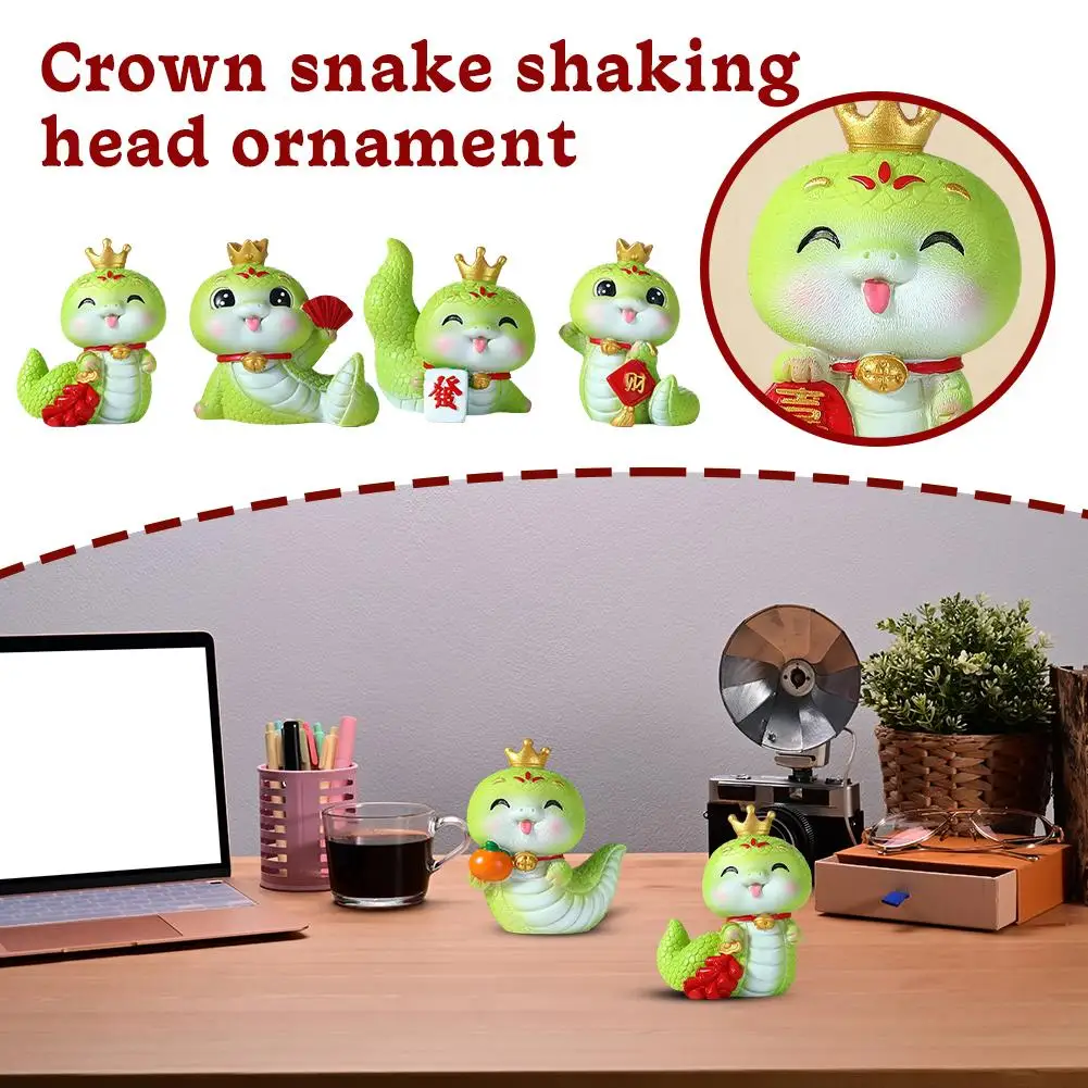 2025 New Snake Toy Crown Snake Bobblehead Trinket Office Decoration Mascot Desktop S9s6