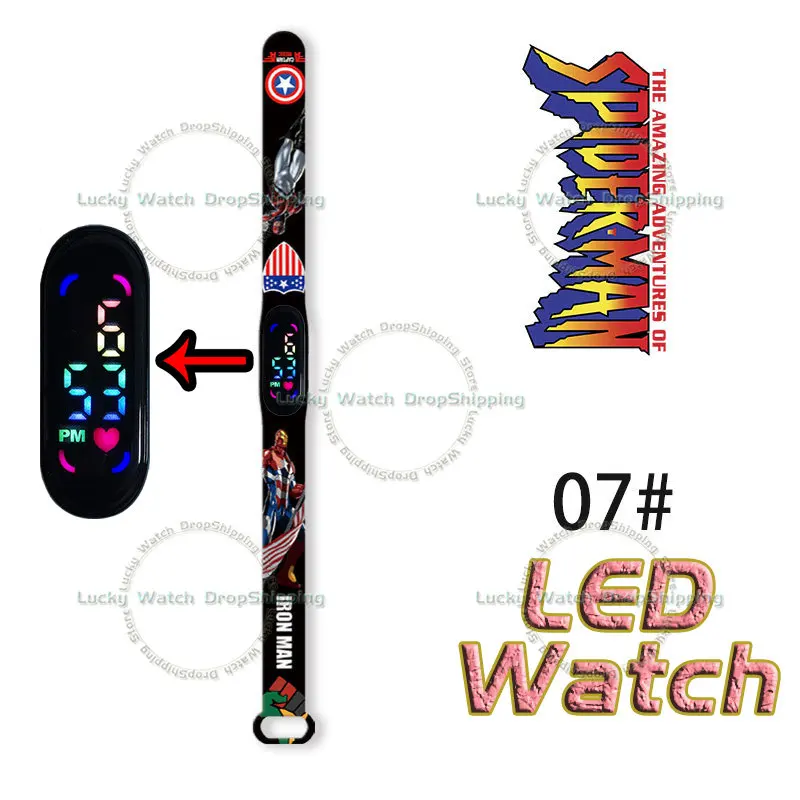 Disney Spiderman Children\'s Watch Cartoon Anime Character Printing LED Waterproof Sports Electronic Bracelet Watch Birthday Gift