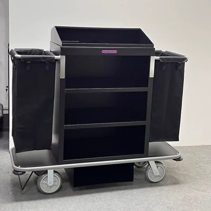 Stainless Steel Housekeeping Trolley For Hotel Restaurant Cleaning Cart Service Maid Utility