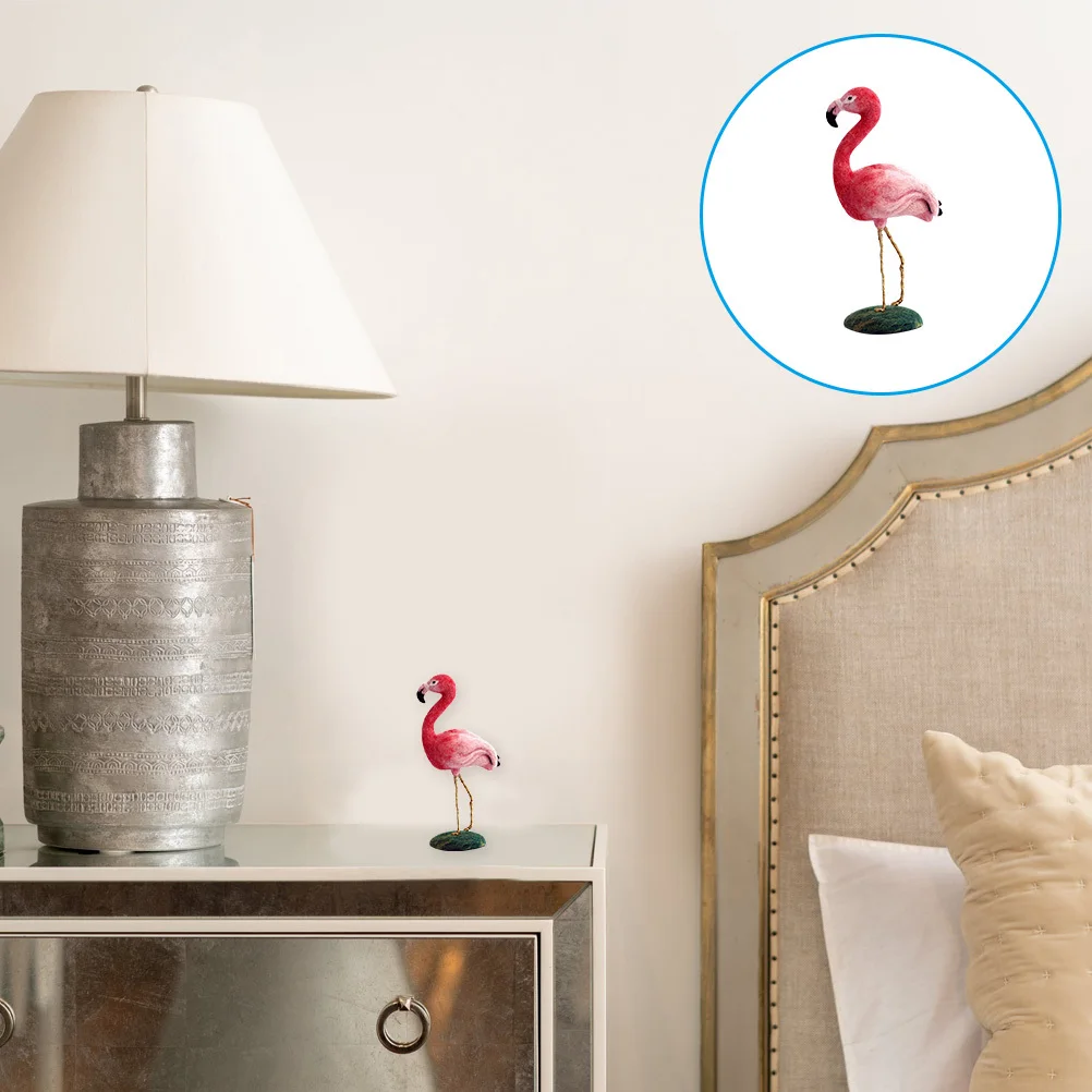 

1Set Handmade Wool Felt Flamingo DIY Material Kit Cartoon Needle Felting Crafts Wool Felting Set DIY Felt Flamingo Crafts