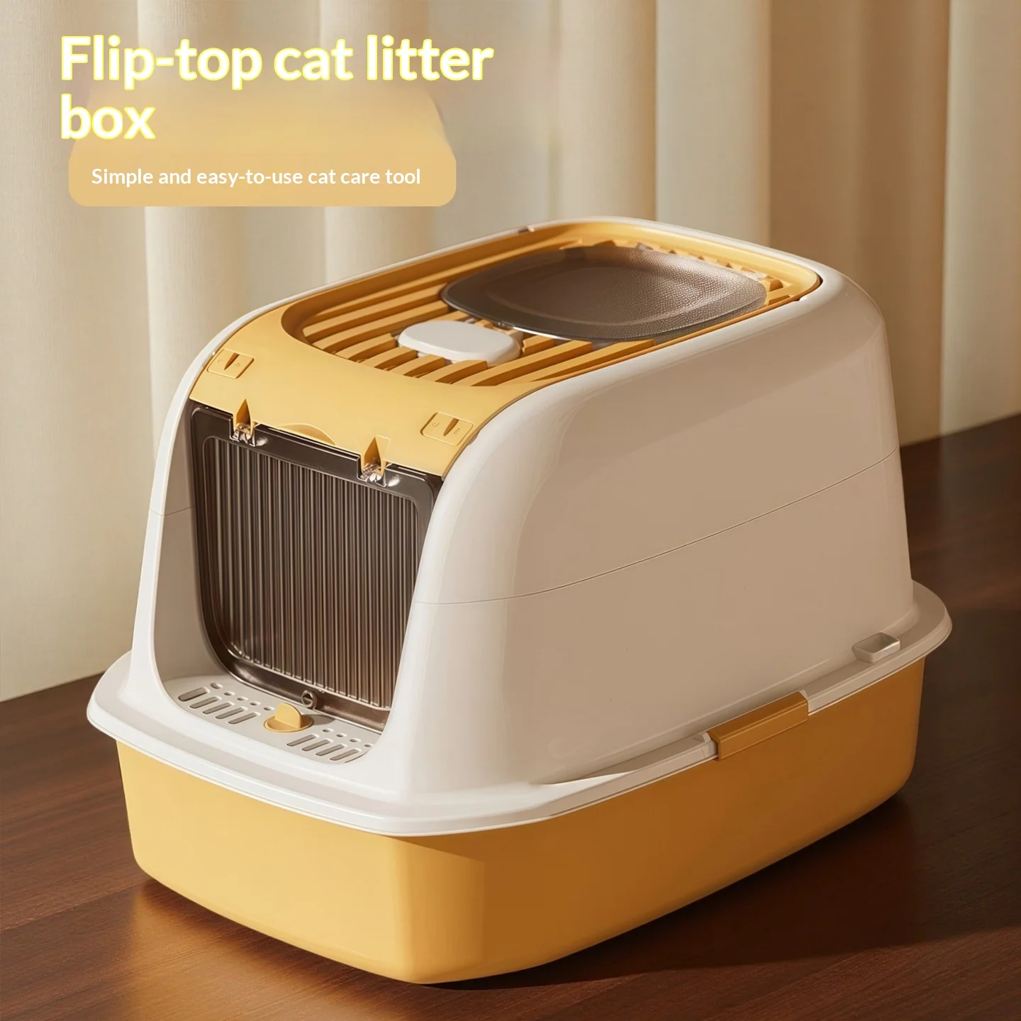 Caja de arena cerrada para gatos grandes con tapa abatible y UV - imagen 2