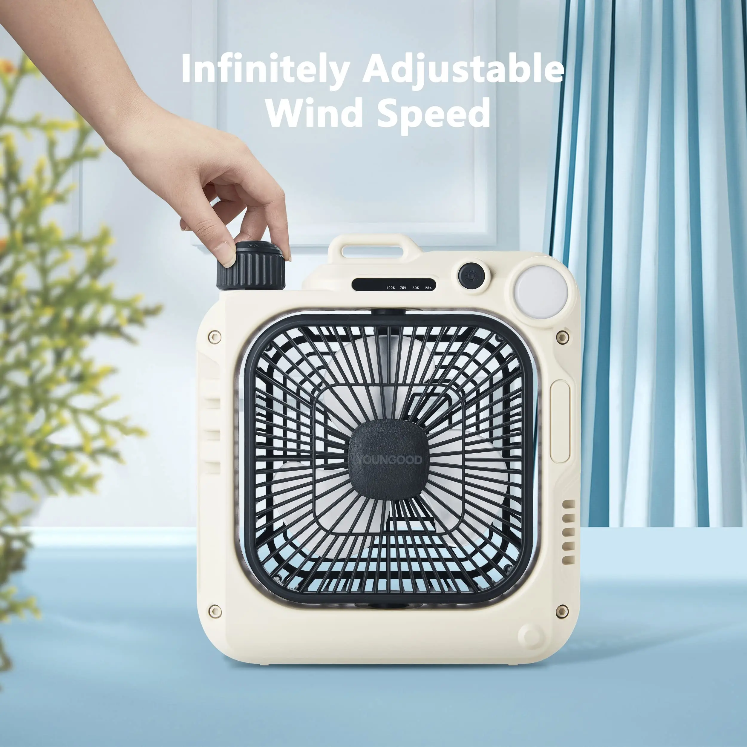 

Портативный перезаряжаемый вентилятор для кемпинга, 5000 мАч, вентилятор на батарейках со светодиодным фонарем, настольные электрические вентиляторы для путешествий с подвесным крючком