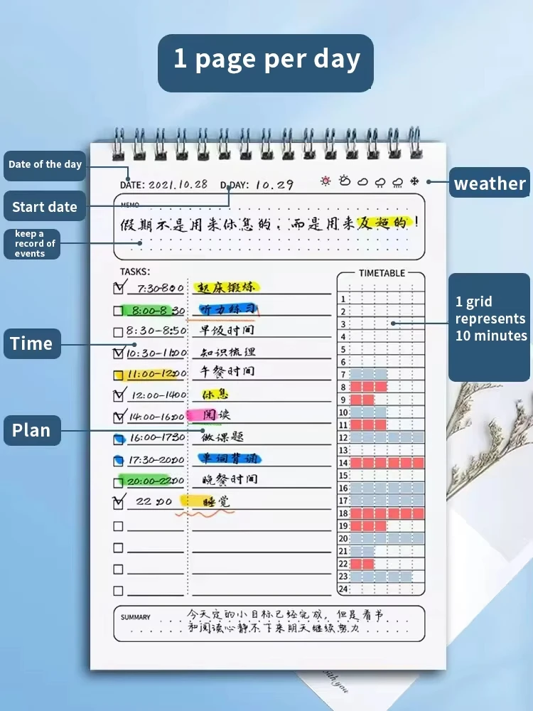 160ページのスパイラルノート、a5プランナー、アジェンダ、毎日の計画、やることリスト、厚いメモ帳、文房具、学用品
