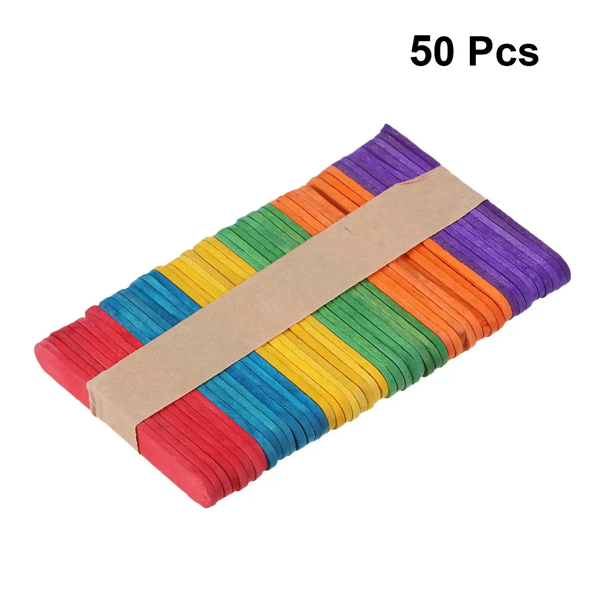 

50Pcs Handmade Wooden Sticks 6.5x1x2cm Fine Workmanship No Burr Bright Colors Children DIY Painting Craft Models Sculpture