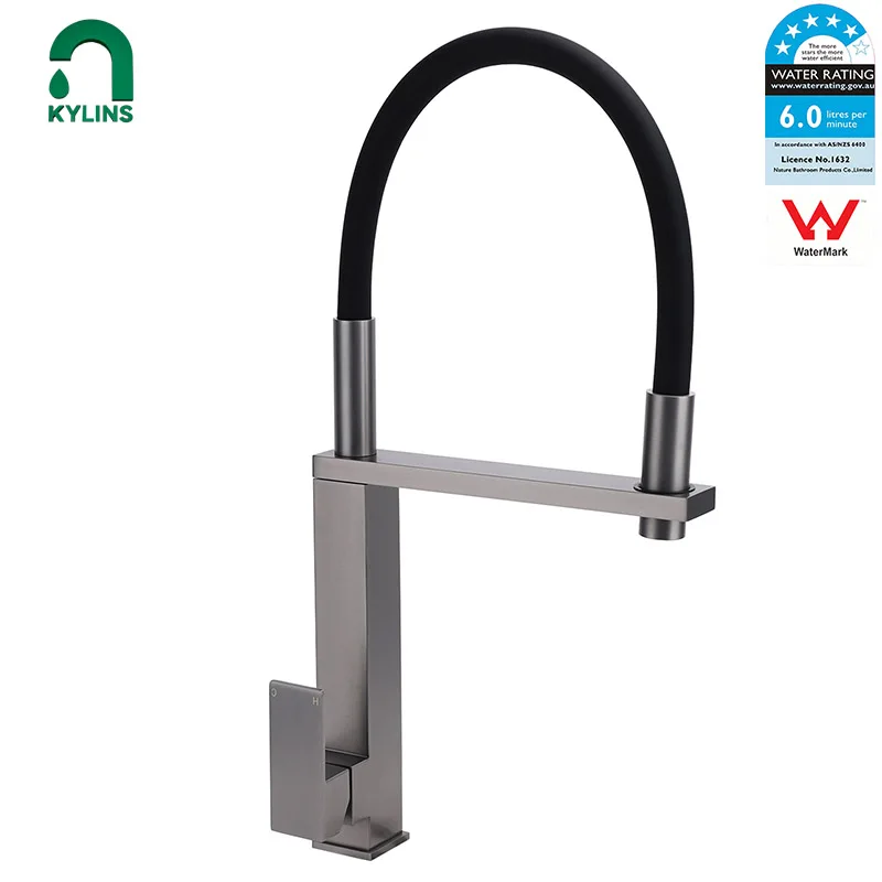 KYLINS Kitchen faucet bathroom accessories Pull Out Spray Silicon Hose Kitchen Mixer Faucet Square Laundry Gray Sink Tap SUS304