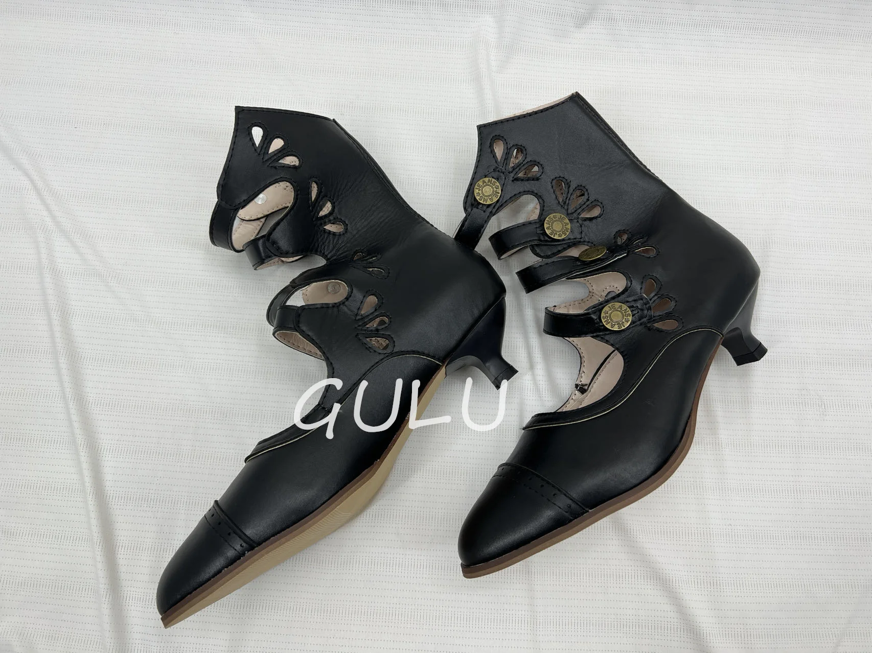 Medieval Style Women Shoes High Heels National Style Carved High Tube Spring Autumn Pointed Head European and American Large Siz