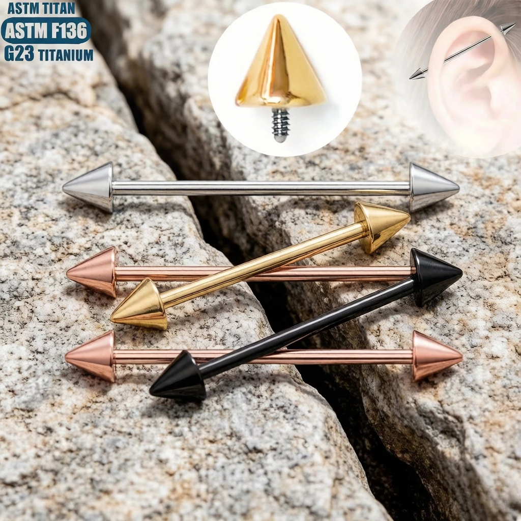 

G23 Titanium 16G Straight Helix Tragus Industrial Ear Studs Bar Piercing Tongue Ring Barbell Body Jewelry