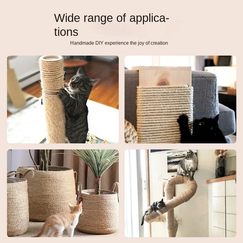 Cat Scratcher Rope DIY Natural Sisal Rope Toy Cats Paw Claw Furniture Protector Cat Tree Tower Climbing Frame Binding Rope Tool