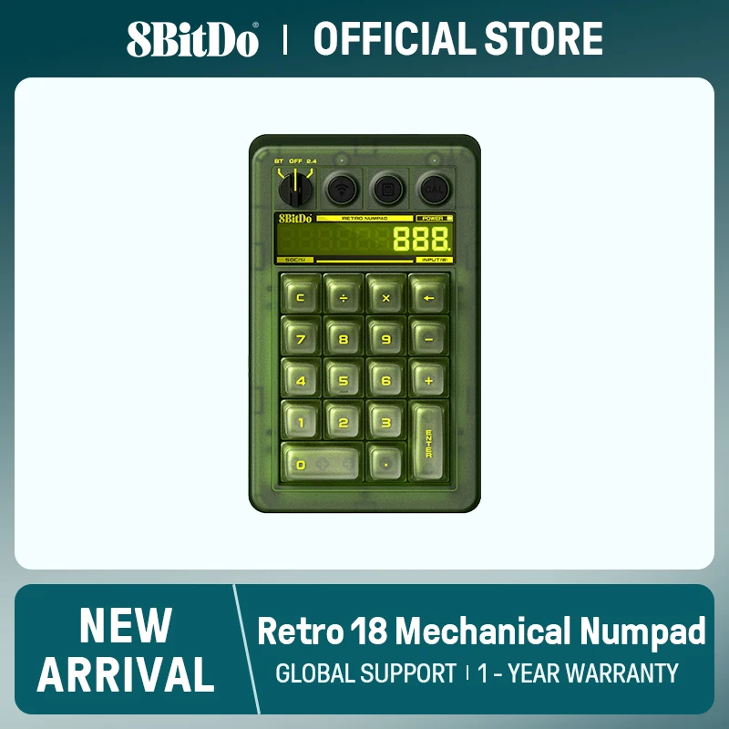 8BitDo - Teclado Numérico Mecánico Retro 18, Compatible con Modo Calculadora, Teclado Numérico Bluetooth/2.4G/Cableado para Windows y Android - Edición Xbox
