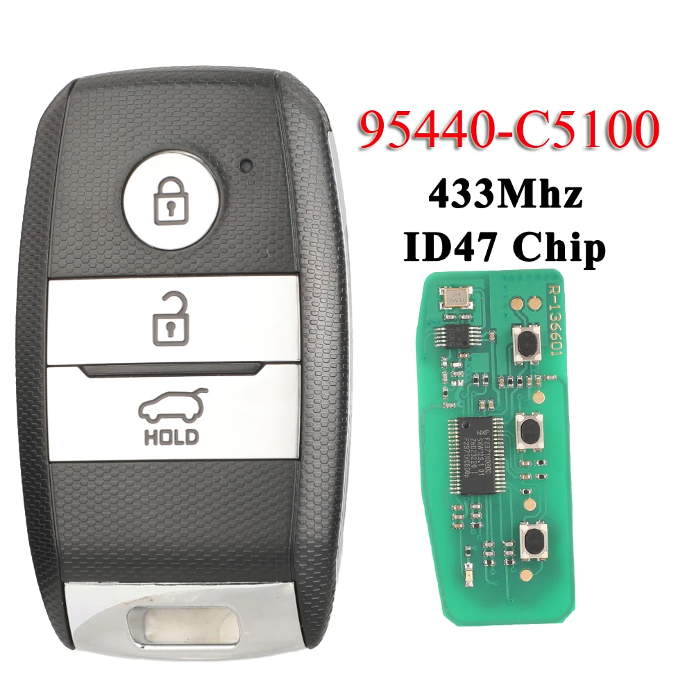 

Jingyuqin дистанционный ключ от машины для KIA Sorento 2015 2016 2017 2018 95440-C5100 FCCID FOB-4F06 ID47 433 МГц без ключа управления картиной Go