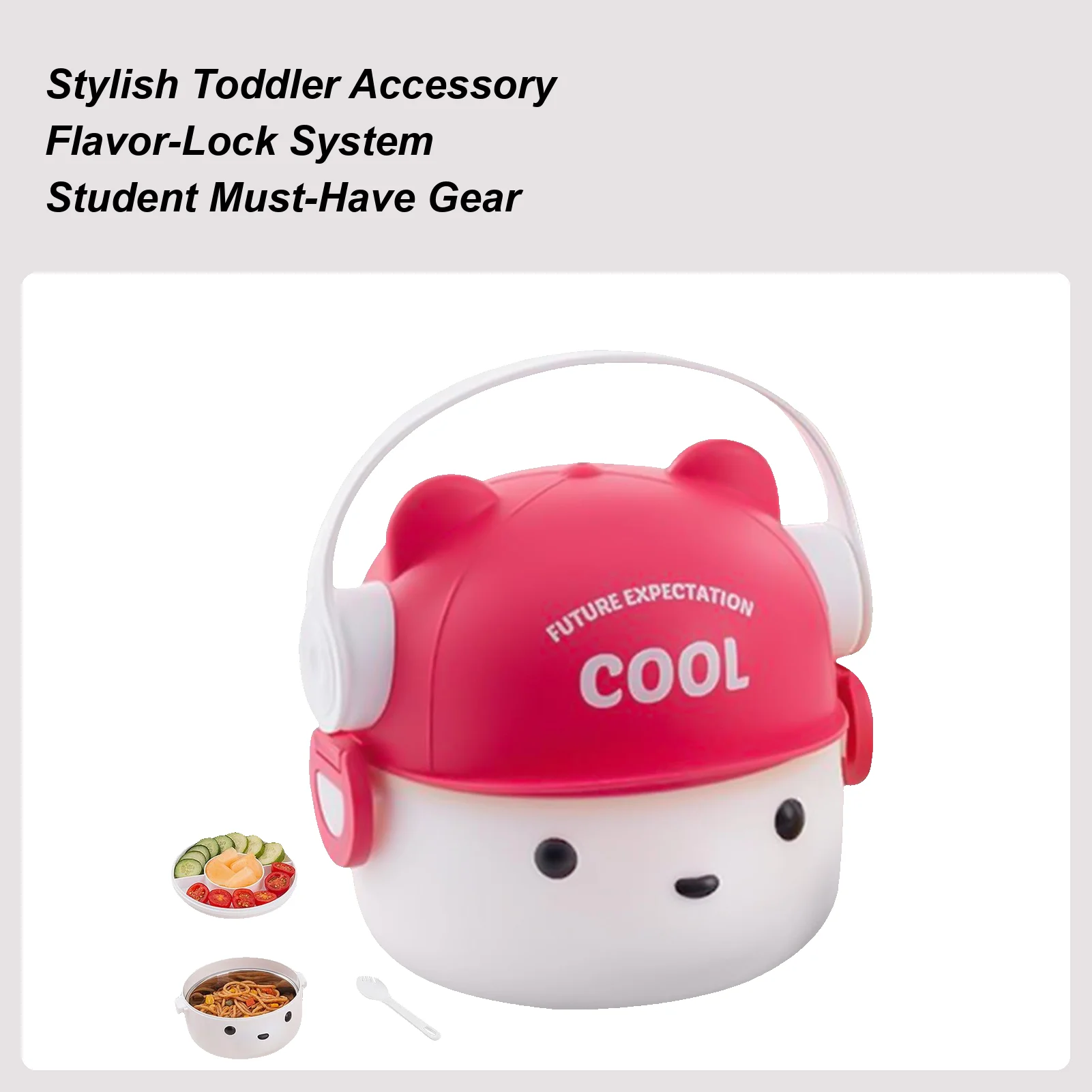 

Snack Containers For Kids 800ML Double-Layer Cute Bear Insulated Lunch Containers Food Storage For Salad Portion Control