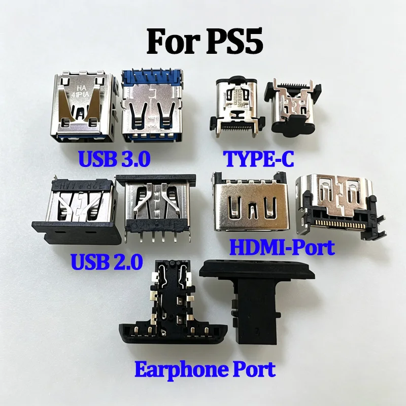 1/2 Stück für PS5 USB 2.0 3.0 Anschluss Typ-C Buchse Kopfhöreranschluss Headset-Buchse Anschluss