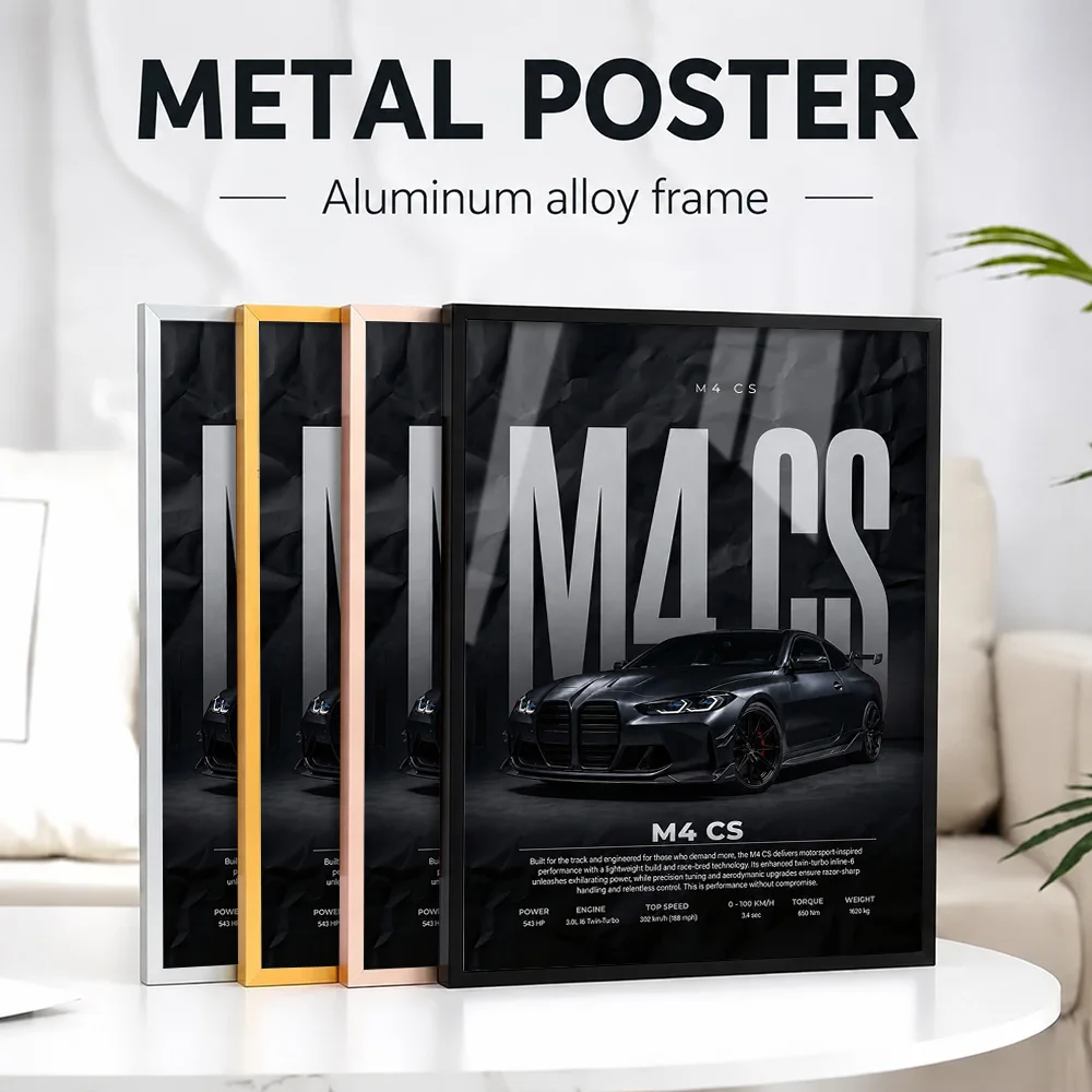 A Dark Dramatic Germany M4 Cs Car Metal Poster With Aluminum Alloy Frame Personalized Photo Dynamic Style Wall Art For Bedroom