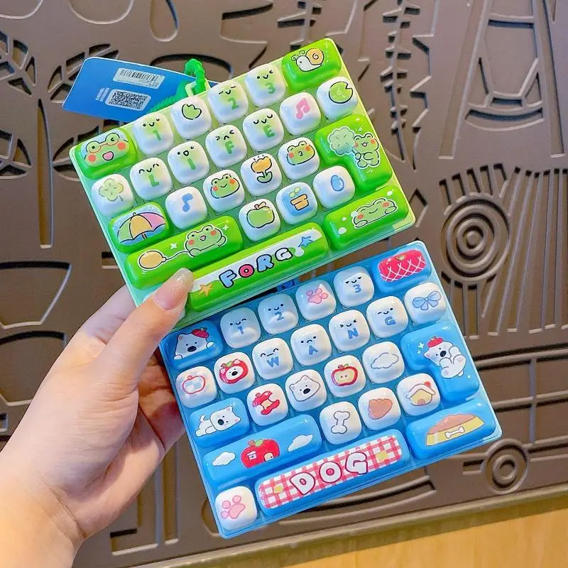 Cute 26Grids Simulation Keyboard Keychain Stress Relief Fidget Toy Student Bag Ornament Desktop Decoration Creative Holiday Gift