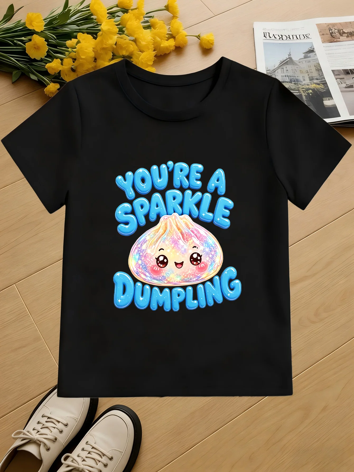 Sparkle Dumpling Kids Cotton T Shirt Boys Girls Parent Child Matching Short Sleeve Casual Breathable Family Fashion Daily Tees