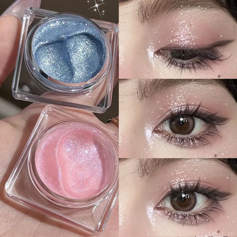 Ombretto diamantato Gel Cream Pearl Glitter Evidenziatore Shimmer Baco da seta Pigmento Cosmetici per il trucco del viso e del corpo duraturo ad asciugatura rapida