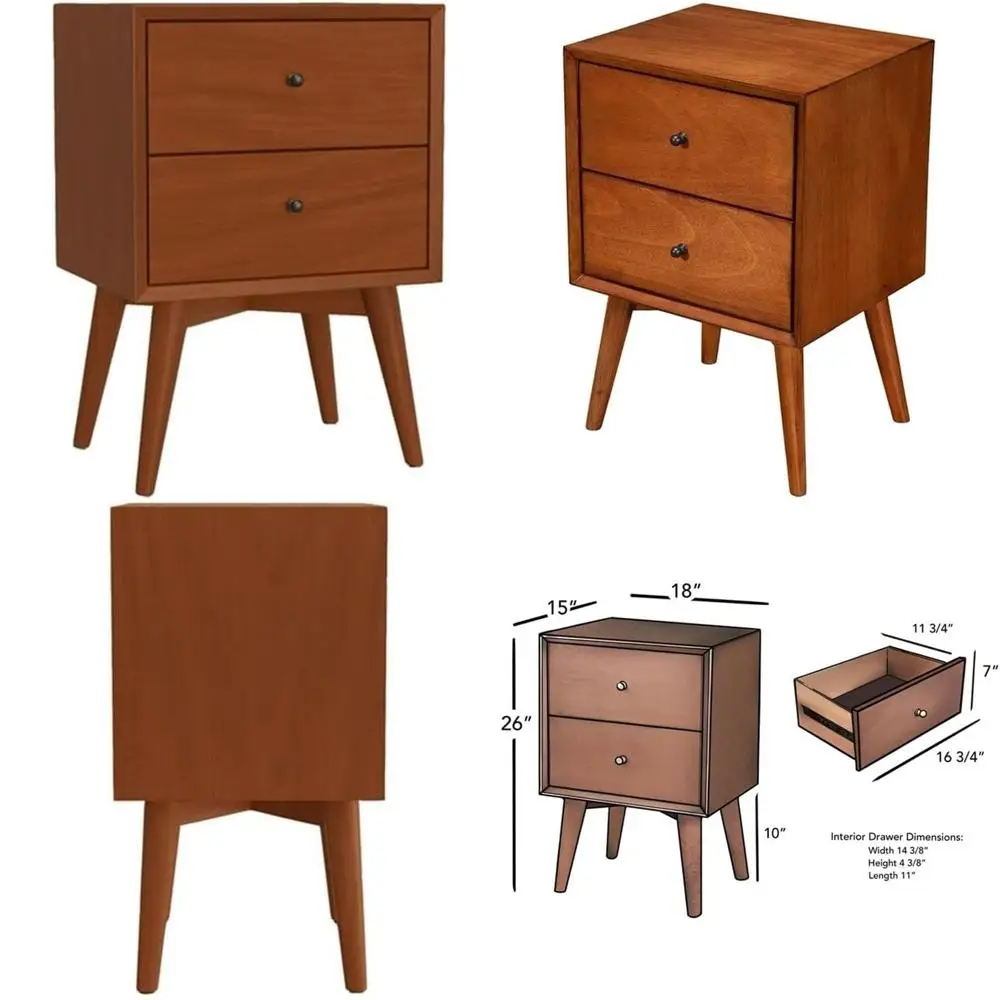 

Сборная прикроватная тумбочка Century-Style с 2 ящиками, цвет каштан