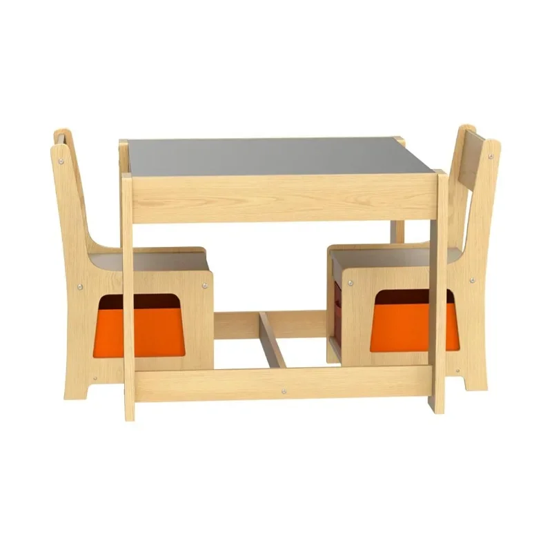 Children's writing household Elementary school students Solid wood learning Graffiti Double desks and chairs