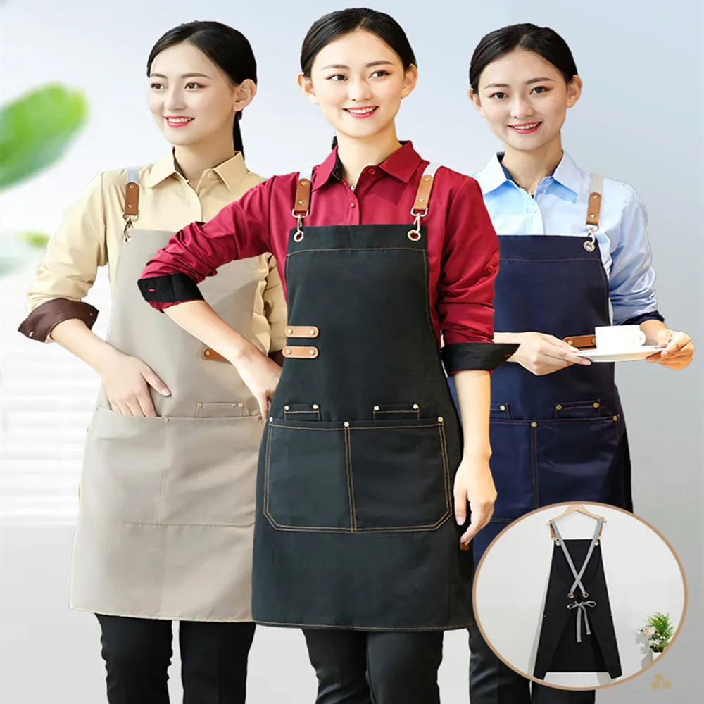 Professional Men Women Work Apron Waterproof Kitchen Cafes Nail Beauty Hair Cutting Salon Uniform Grill Garden Waiter Bib