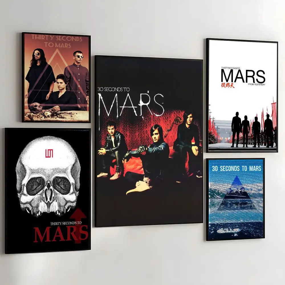 Thirty S-Seconds To Mars Painting Calligraphy Self Adhesive Wall Art Waterproof Print For Bedroom Hallway Home Decor