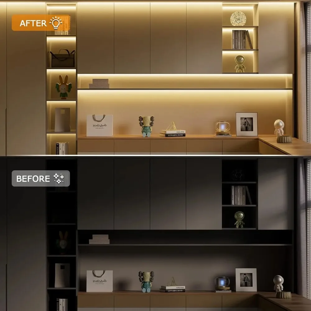 12V COB LED 스트립 라이트 320Leds/m 캐비닛 아래 조명 전시대 책장 옷장 램프 테이프 2선/DC/듀얼 포트 커넥터