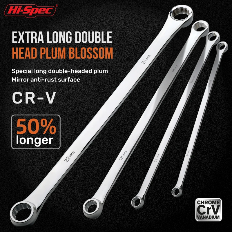 Extra Long Box End Wrench Set Double Ring Box End Wrench Metric Combination Durable Aviation Spanner CRV for Car Repair