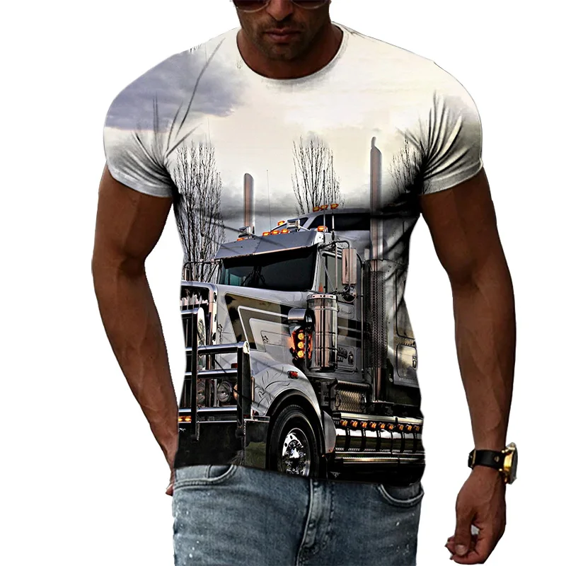 Men\'s T-Shirt Truck Printing  3D Casual Street Hip-Hop Short-Sleeved tshirt Summer Fashion Man Clothing Cool Oversized Tops Tee