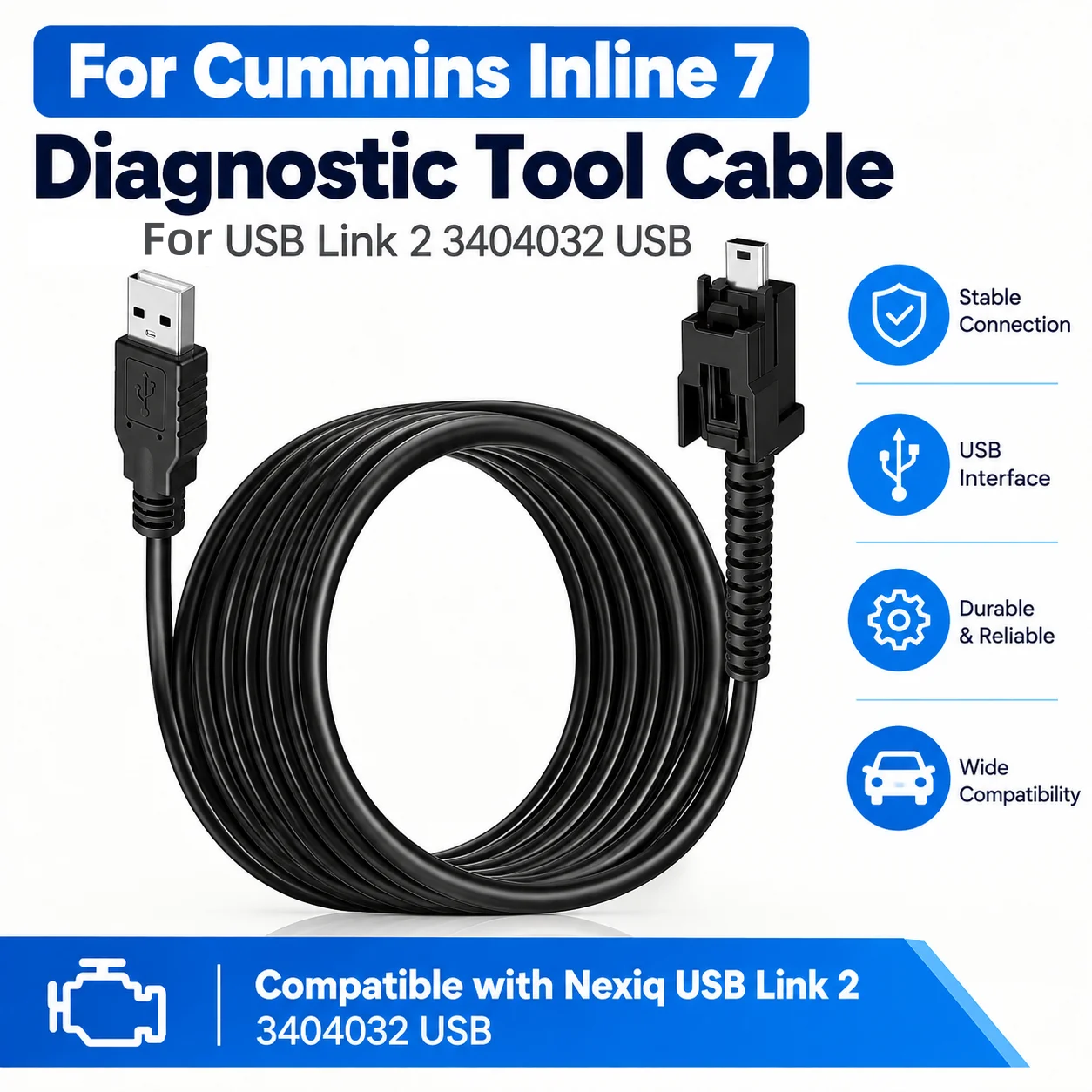 USB Diagnostic Cable Compatible with Inline 7 Tool and  USB Link 2 3404032 Interface