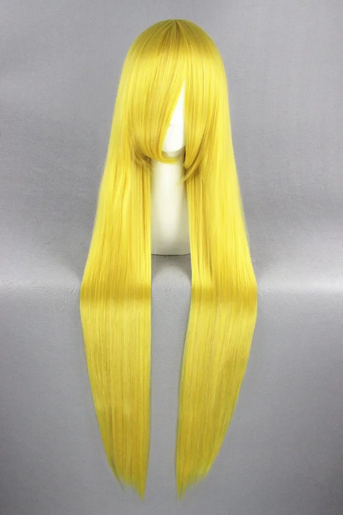 Xiu Dan Uniwersalna Długa Prosta Peruka Cosplay 100cm Cytrynowożółta 035S