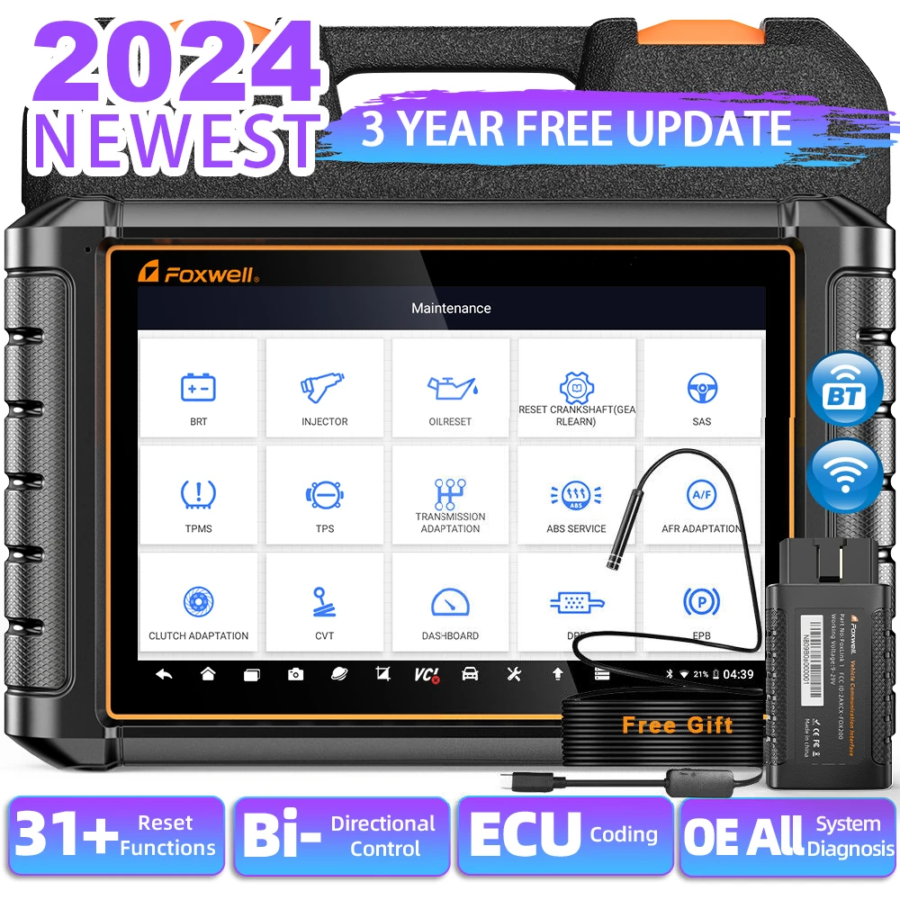 FOXWELL NT909 OBD2 Car Diagnostic Tool Bi-Directional ECU Coding Guided Functions OE-Level Full System OBD 2 Automotive Scanner