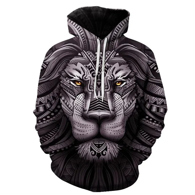 Foreign Trade Cross-border Amazon Lion Animal 3D Digital Printing AliExpress Men\'s and Women\'s Trend Casual Fashion Hoodie