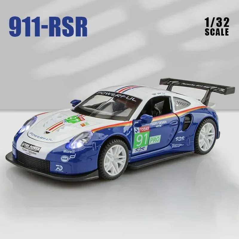 

1:32 Porsche 911 GT3 RSR синий автомобиль из сплава, модель автомобиля, имитация украшения автомобиля, коллекция подарочных игрушек, литье под давлением, модель игрушки для мальчика