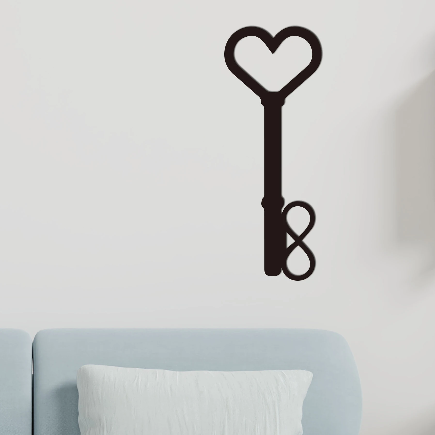 Key Design Metal Wall Art With Heart, Infinity Wall Decor, Wedding Gift Idea, Nursery Bedroom Decor,Unique Metal Art