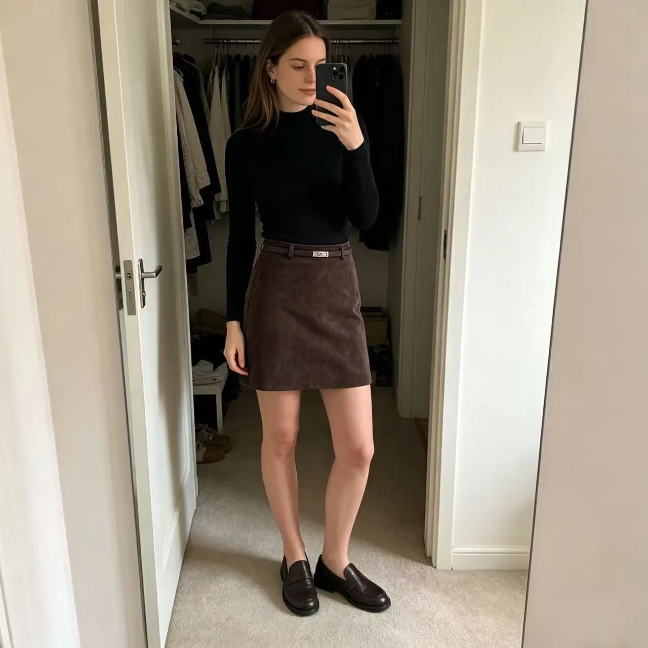 Early Autumn New Arrival High Waist A-Line  Skirt Simple Fashion ZR Style Women's Clothing Polyester Fiber Side Zipper