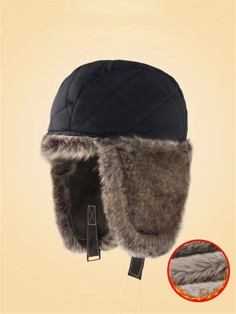 Bomber Hat Men Women Thick Warm Russian Ushanka Fur Hat Fashion Male Female Winter Hat Black Grey Earflap Ski Russian Cap