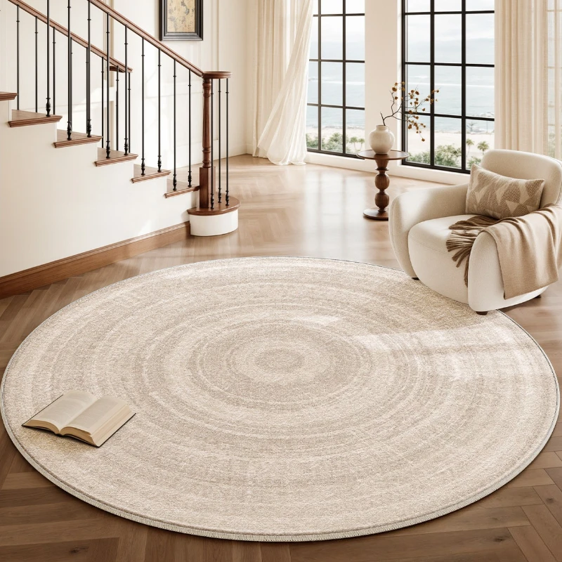 Cream Style Carpets for Living Room Minimalist Bedroom Decor Round Carpet Fluffy Soft Lounge Floor Mat Thick Plush Cloakroom Rug