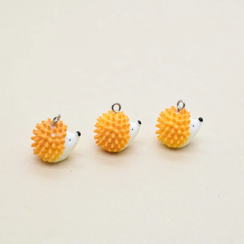 10pcs Kawaii 3D Small Hedgehog Resin Charms Lovely Animal Pendant For Earring Keychain Diy Crafts Jewelry Making