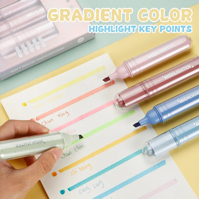 12 Pcs Highlighters Gradient color, Cute Pastel Highlighter Set, Quick-Dry, Soft Chisel Tip, No Bleed Bible Highlighter, Aesthet