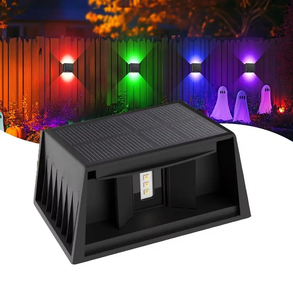 3000K Warm White Solar Fence Light IP65 Waterproof Square Shape Solar Wall Light LED Technology Dimmable Function