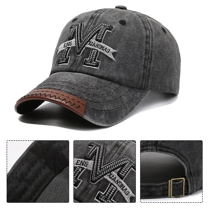 Letter Embroidery Washed Cotton Sports Tennis Hats Men Women An-ti UV Golf Baseball Cap Vintage Distressed Running Sunhat Visors view 6
