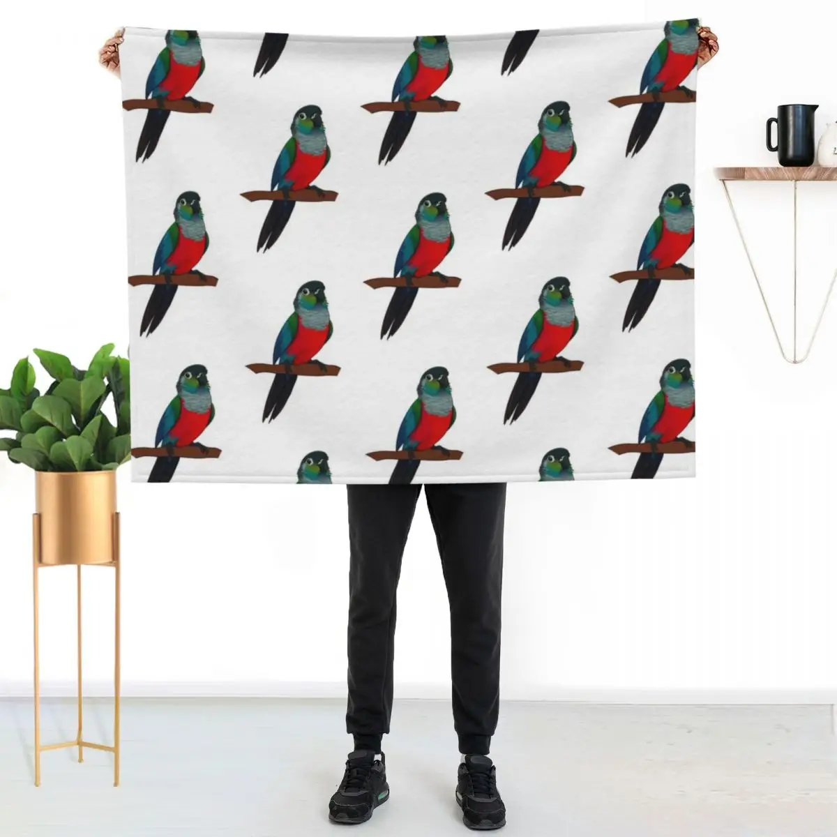 Crimson bellied conure Throw Blanket Nap Bed Fashionable Personalized Gift Giant Sofa bed plaid Hairy Blankets