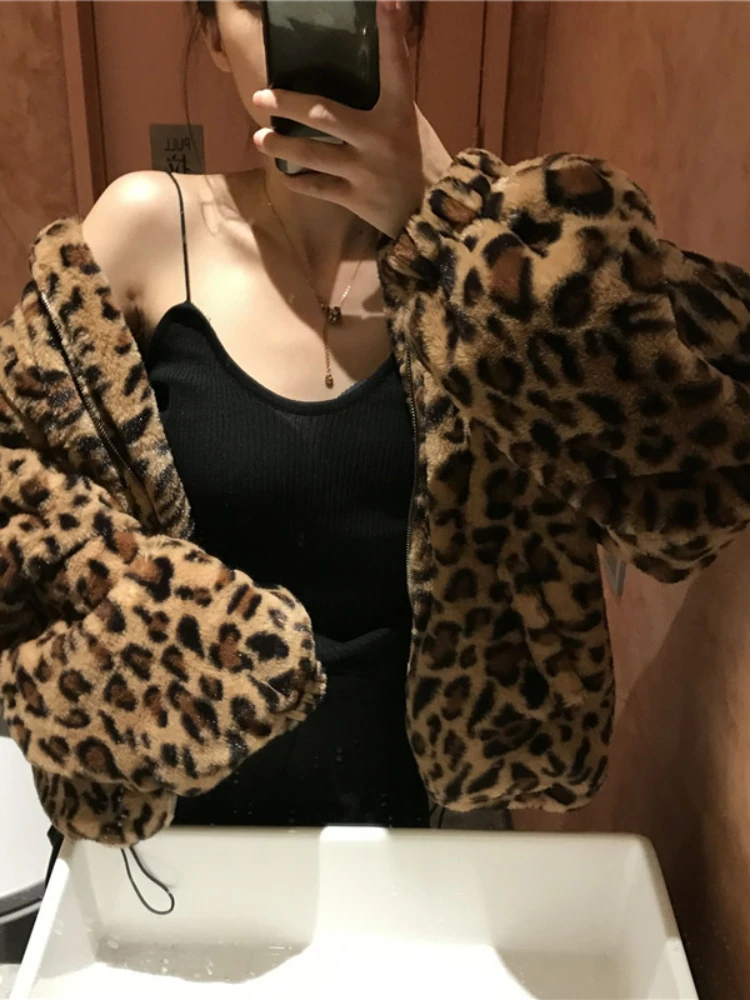 2023 New Winter Leopard Print Jacket colletto alla coreana da donna Warm parka Outwear autunno inverno coreano femminile cappotti larghi in pelliccia sintetica