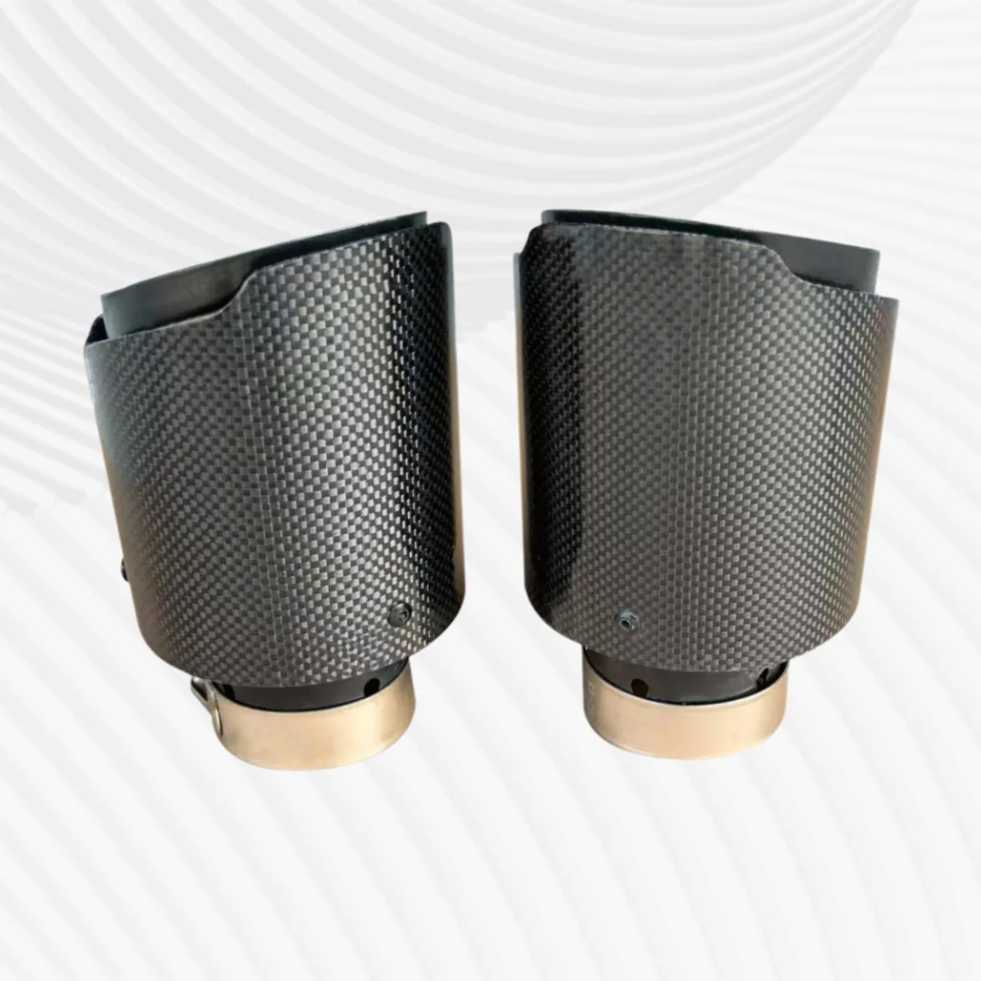 1Pcs Automobile universal carbon fib exhaust tail throat single outlet exhaust nozzle bright stainless steel exhaust tip