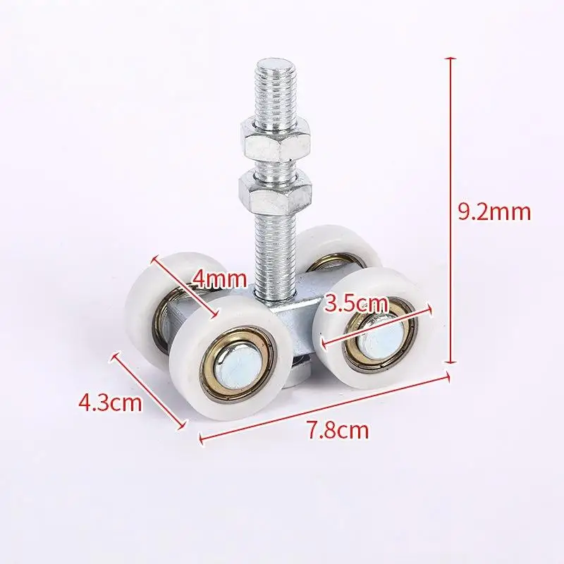 1Pcs Sliding Door Square Mouth Silent Hang Rail Bearing Wheel Iron Pulley M12*90 Industrial Steel Tile Roller Wheel
