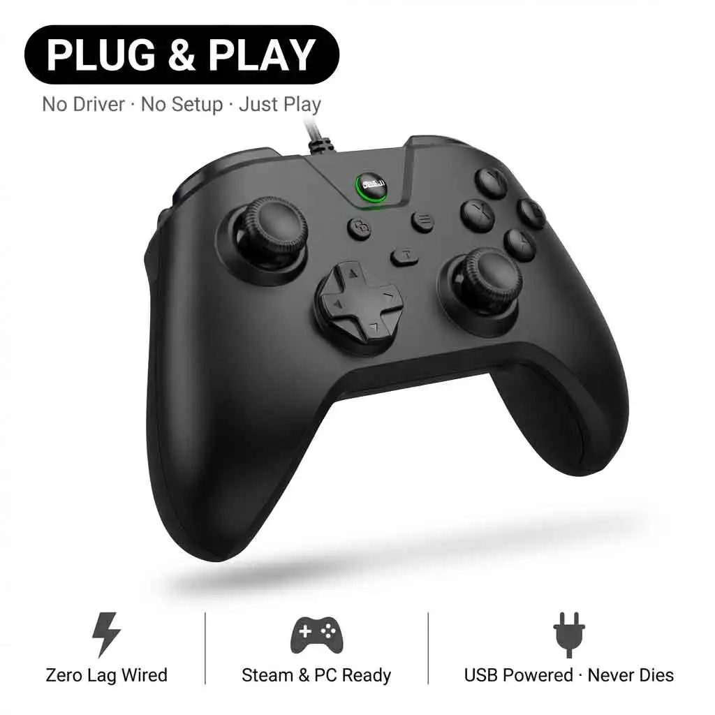 USB Wired PC Game Controller For PC Steam Win 7/8/10/11 Hall Gamepad For Switch2&1 Joystick with Dual-Vibration Custom D-pad