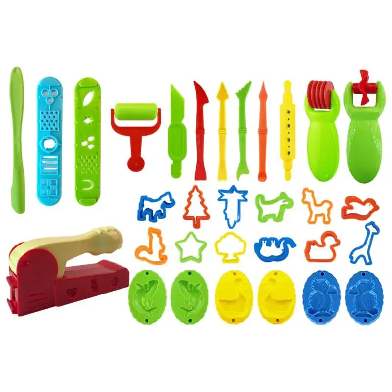 Dough Toy Set 3D Plasticine Tool Set DIY Dough Model Tool Clay Cutters Molds Deluxe Set Learning Educational Toys For Kids