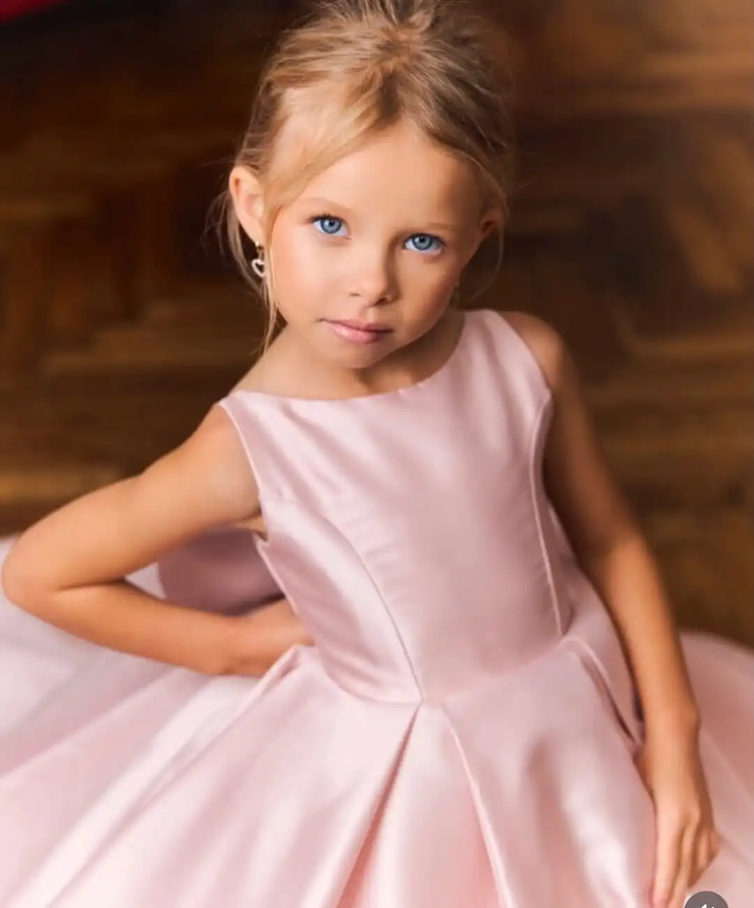 Vestido Clásico de Satén Personalizado para Niña de las Flores, sin Mangas, con Lazo, Largo hasta el Suelo, para Boda, Fiesta de Cumpleaños Infantil, Primera Comunión